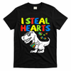 I Steal Hearts Autism Dinosaur T-Shirt
