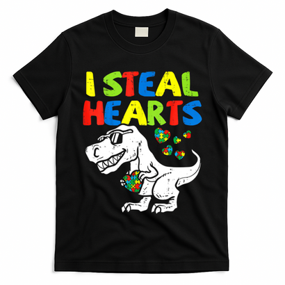 I Steal Hearts Autism Dinosaur T-Shirt