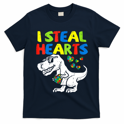 I Steal Hearts Autism Dinosaur T-Shirt