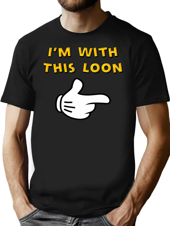 I_M With This Loon Baseball Sleeve T-Shirt for Men & Women, T-Shirts Graphic Tee - Black