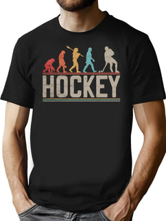 Ice Hockey Evolution Of Man Vintage Funny Hockey Player Gift Idea T-Shirt for Men & Women, T-Shirts Graphic Tee - Black