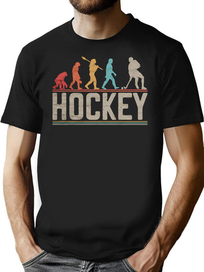 Ice Hockey Evolution Of Man Vintage Funny Hockey Player Gift Idea T-Shirt for Men & Women, T-Shirts Graphic Tee - Black