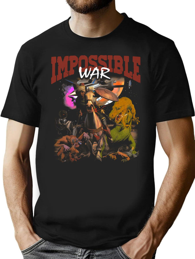 Impossible War Vintage 90S Design Bootleg Graphic T-Shirt - Black