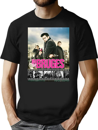 In Bruges Poster Vintage T-Shirt for Men & Women, T-Shirts Graphic Tee - Black