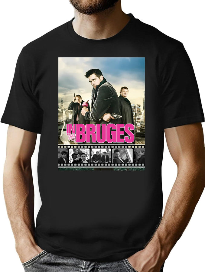 In Bruges Poster Vintage T-Shirt for Men & Women, T-Shirts Graphic Tee - Black