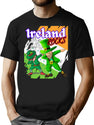 Ireland Leprechauns Rock Bootleg Graphic T-Shirt - Black
