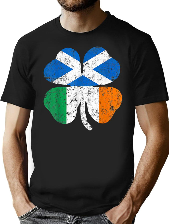 Irish Scottish Flag Ireland Scotland St Patricks Day T-Shirt for Men & Women, T-Shirts Graphic Tee - Black
