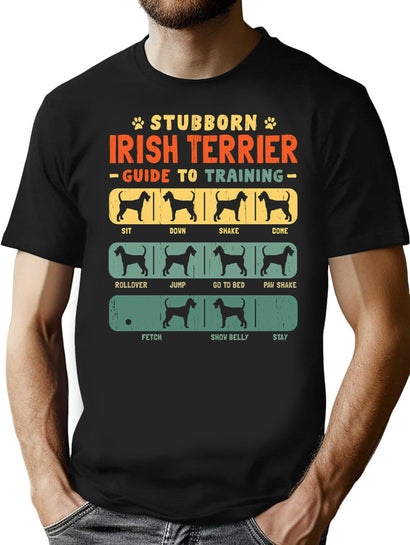 Irish Terrier Funny Guide To Traning T-Shirt for Men & Women, T-Shirts Graphic Tee - Black