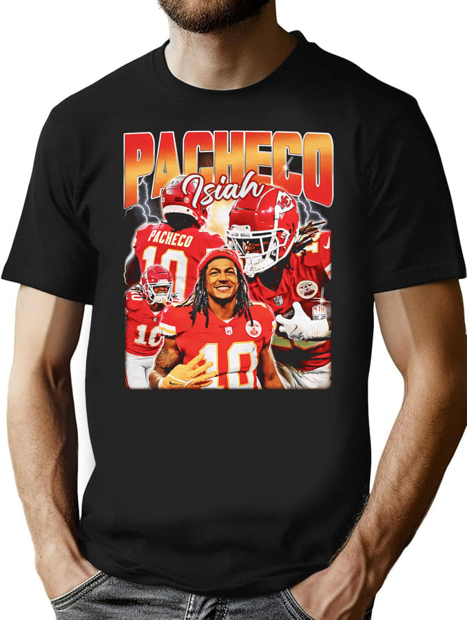 Isiah Pacheco Vintage Retro Bootleg 90S Style Bootleg Graphic T-Shirt - Black