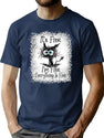 It's Fine I'm Fine Everything is Fine Leopard Fade Print Bella Mom - Camiseta para mujer Premium Heavyweight Cotton T-Shirt - Navy