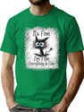 It's Fine I'm Fine Everything is Fine Leopard Fade Print Bella Mom - Camiseta para mujer Premium Heavyweight Cotton T-Shirt - Green
