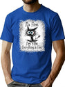 It's Fine I'm Fine Everything is Fine Leopard Fade Print Bella Mom - Camiseta para mujer Premium Heavyweight Cotton T-Shirt - Blue