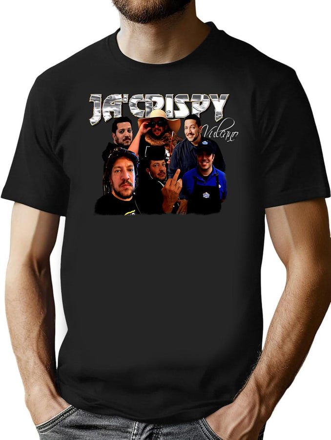 Ja'Crispy Vintage Collage T-Shirt for Men & Women, T-Shirts Graphic Tee - Black