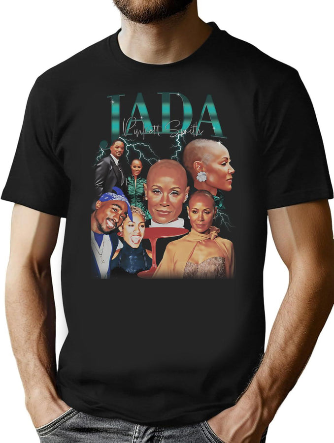 Jada Pinkett Collage Bootleg Graphic T-Shirt - Black