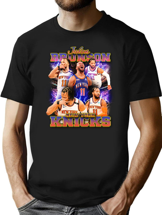 Jalen Brunson New York Knicks Nba Vintage Retro 80S 90S Bootleg Rap Style Bootleg Graphic T-Shirt - Black