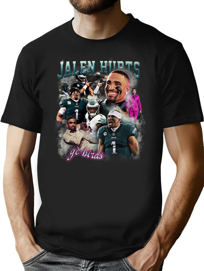 Jalen Vintage Style Tee Bootleg Graphic T-Shirt - Black