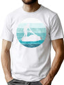 Jet Ski Silhouette On Blue Retro Vintage Sunset Sunrise T-Shirt for Men & Women, T-Shirts Graphic Tee - White