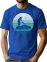 Jet Ski Silhouette On Blue Retro Vintage Sunset Sunrise T-Shirt for Men & Women, T-Shirts Graphic Tee - Blue