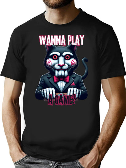 Jigsaw Cat T-Shirt for Men & Women, T-Shirts Graphic Tee - Black