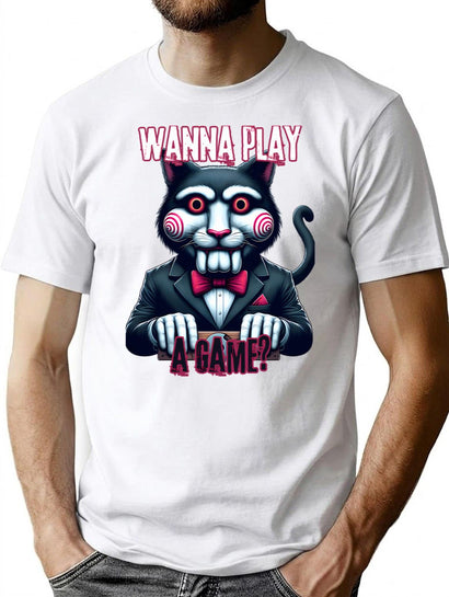 Jigsaw Cat T-Shirt for Men & Women, T-Shirts Graphic Tee - Black