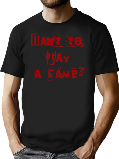 Jigsaw Want To Play A Game T-Shirt for Men & Women, T-Shirts Graphic Tee - Black