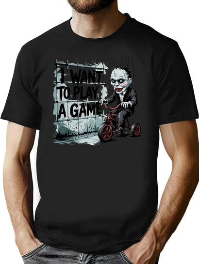 Joker On A Bike - I Want To Play A Game T-Shirt for Men & Women, T-Shirts Graphic Tee - Black