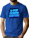 K-Pop Demon Hunters Bold Neon Typography T-Shirt for Men & Women, T-Shirts Graphic Tee - Blue