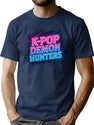 K-Pop Demon Hunters Neon Power Glow T-Shirt for Men & Women, T-Shirts Graphic Tee - Navy