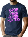 K-Pop Demon Hunters Neon Style Youth Typography Design T-Shirt for Men & Women, T-Shirts Graphic Tee - Navy