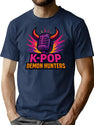 K-Pop Demon Hunters Winged Microphone Demon Logo Design T-Shirt for Men & Women, T-Shirts Graphic Tee - Navy
