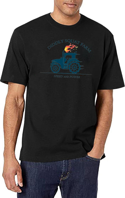 Kekevo Tractor Diddly Squat Farm Speed and Power Black T-Shirt - Black