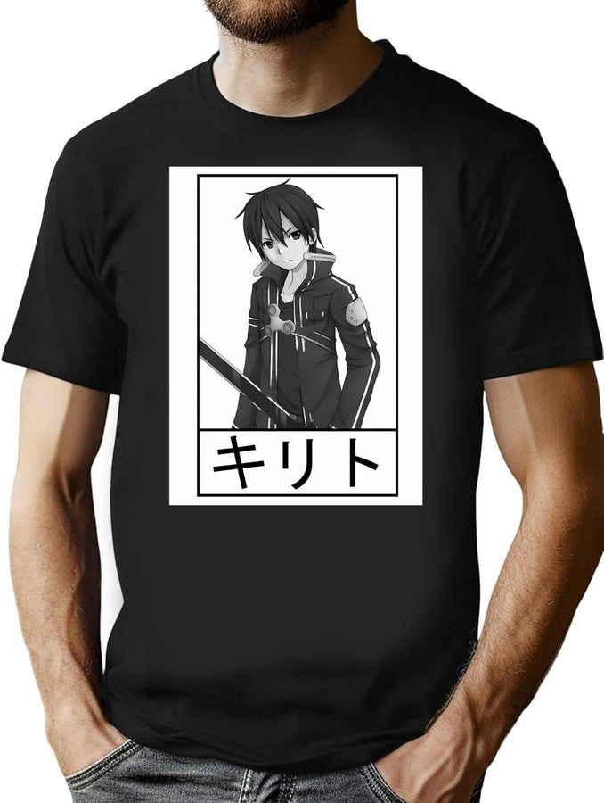 Kirito Logo Anime Kirito Logo Manga T-Shirt for Men & Women, T-Shirts Graphic Tee - Black
