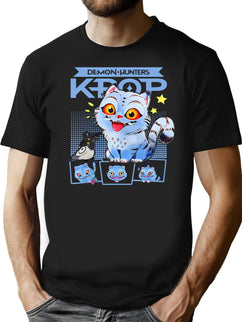 Kpop Cat Funny Cat Retro Style T-Shirt for Men & Women, T-Shirts Graphic Tee - Black