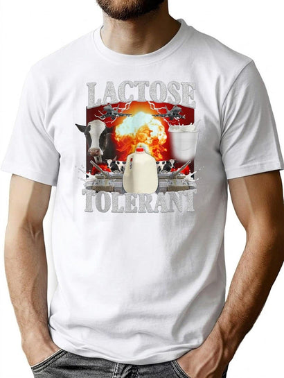 Lactose Tolerant Funny Premium Heavyweight Cotton T-Shirt - Black