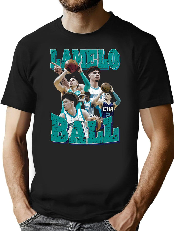 Lamelo Baskeball Player Vintage Bootleg 90S Bootleg Graphic T-Shirt - Black