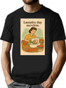 Laundry Day Survivor Retro Housewife Illustration T-Shirt for Men & Women, T-Shirts Graphic Tee - Black