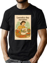 Laundry Day Survivor Retro Housewife Illustration T-Shirt for Men & Women, T-Shirts Graphic Tee - Green