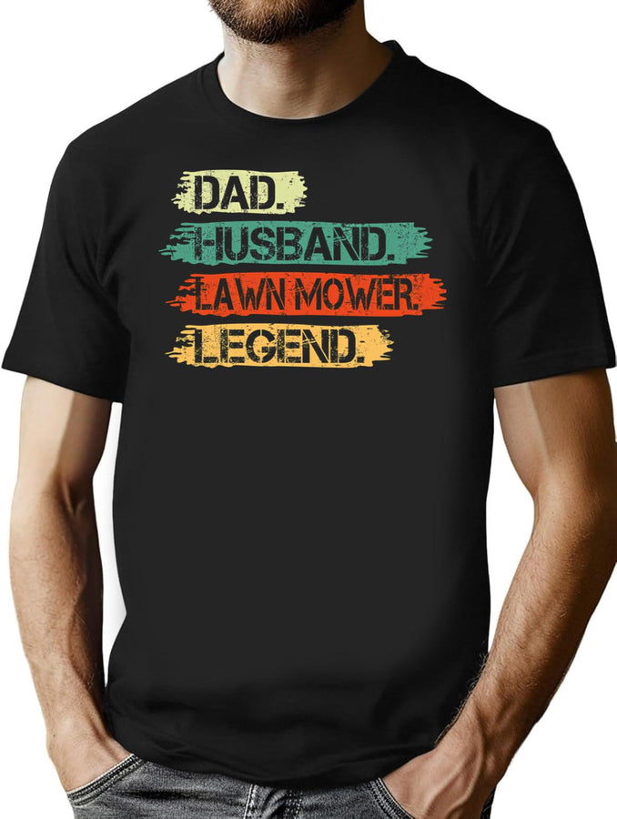 Lawn Mower Dad Husband Legend Vintage T-Shirt for Men & Women, T-Shirts Graphic Tee - Black