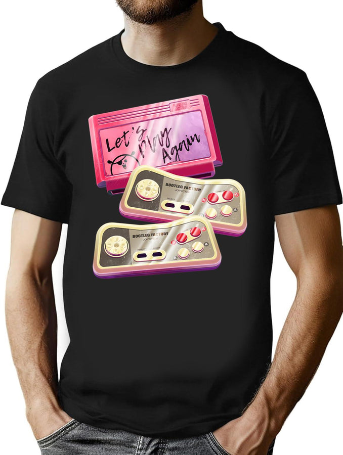 Let'S Play Again Bootleg Graphic T-Shirt - Black