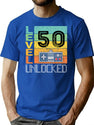 Level 50 Unlocked Shirt - 50Th Birthday Gift T-Shirt for Men & Women, T-Shirts Graphic Tee - Blue