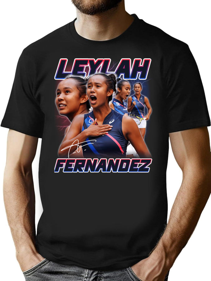Leylah Fernandez Tennis Signature Vintage Retro 80S 90S Bootleg Rap Style Bootleg Graphic T-Shirt - Black