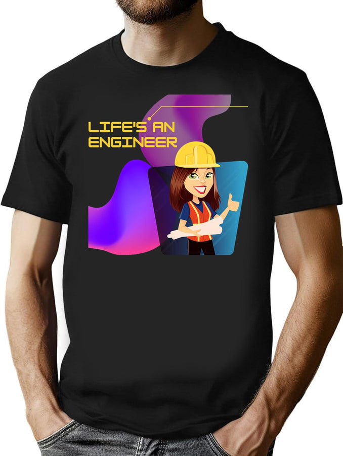 Life'S An Engineer Bootleg Graphic T-Shirt - Black