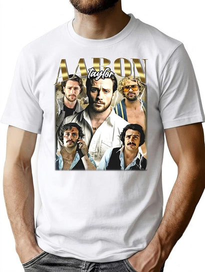 Limited Aaron Taylor Johnson Vintage Shirt Gift for Woman anda Man Premium Heavyweight Cotton T-Shirt - Black