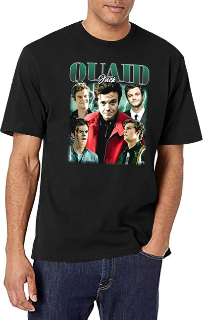 Limited Jack Quaid Vintage Shirt Gift for Woman and Man Black T-Shirt - Black