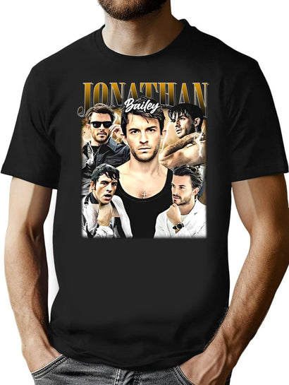 Limited Jonathan Bailey Vintage Shirt Gift for Woman and Man Black T-Shirt - Black