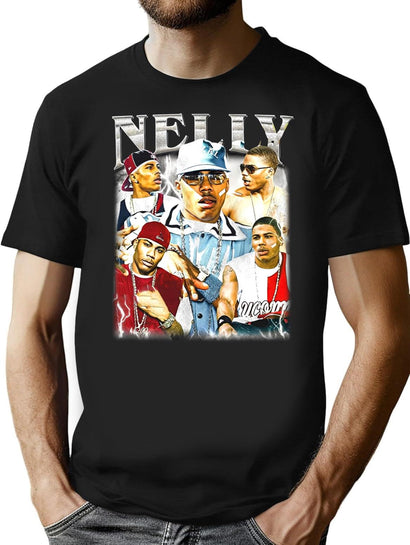 Limited Nelly Rapper Vintage Shirt Gift for Woman and Man T-Shirt for Men & Women, T-Shirts Graphic Tee - Black