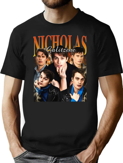 Limited Nicholas Galitzine Vintage Shirt Gift for Woman and Man T-Shirt for Men & Women, T-Shirts Graphic Tee - Black