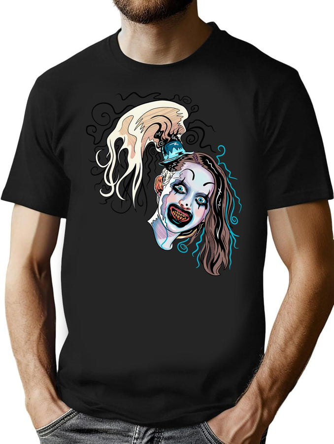 Little Pale Girl Spooky Clown Horror Movie Art Terrifier 2 T-Shirt for Men & Women, T-Shirts Graphic Tee - Black