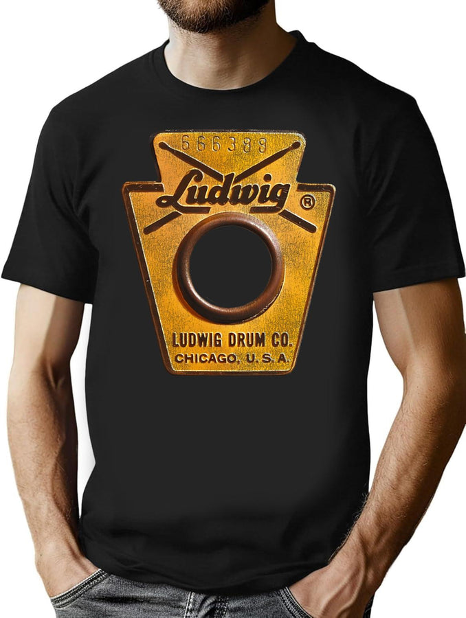 Ludwig Badge Worn T-Shirt for Men & Women, T-Shirts Graphic Tee - Black