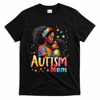 Mom Afro Autism Awareness Mama Black Autism T-Shirt